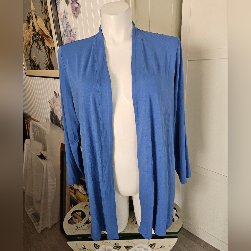 J JILL XLP Open Front Blue Cardigan New With Tags Lightweight Great For Layering